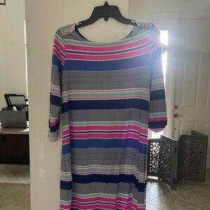 Lilly Pulitzer Blue and Pink Striped Long Sleeve Dress